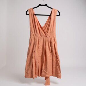 New York & Company Coral Crossover V-Neck‎ Dress L